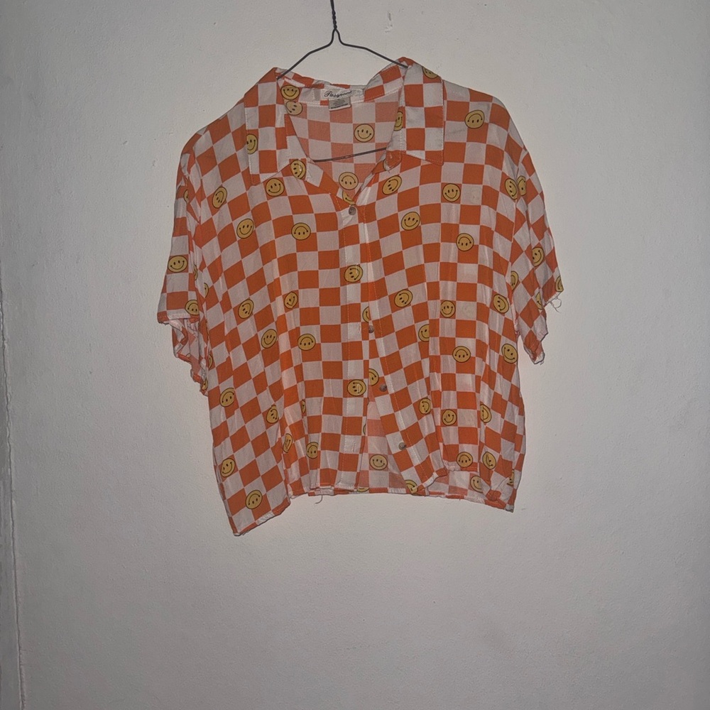 Passport Orange and White Checkered Button Down Shirt